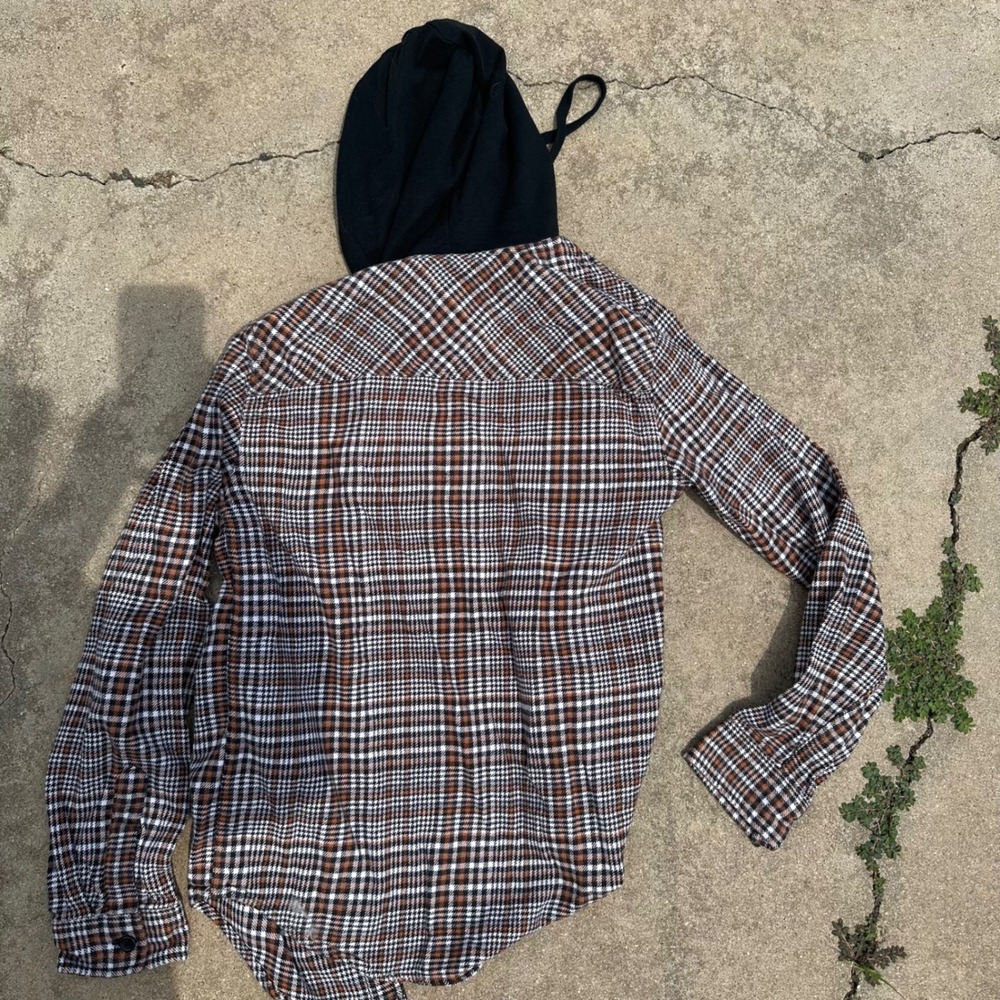Original Use Plaid Flannel Shirt Jacket‎ with Hood Long Sleeve XS - Picture 5 of 5